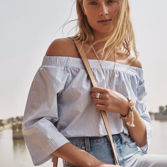 Madewell Clean Off The Shoulder Top In Str… - Picture 1 of 7